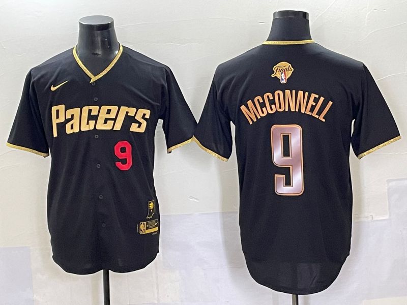 Men 2025 Indiana Pacers 9 Mcconnell Black Joint Name NBA Jersey style 24
